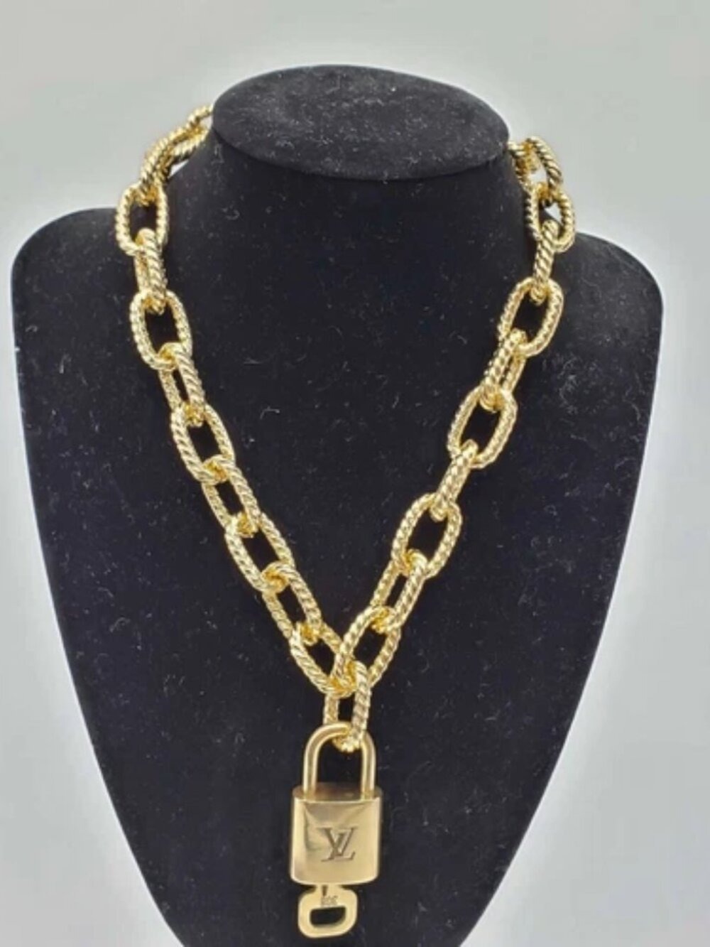 Gold-Plated Necklace with Authentic Louis Vuitton Padlock
